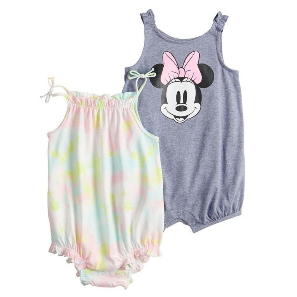 Disney By Jumping Beans Newborn Baby Girls Sleeveless Bodysuits 2-Pack